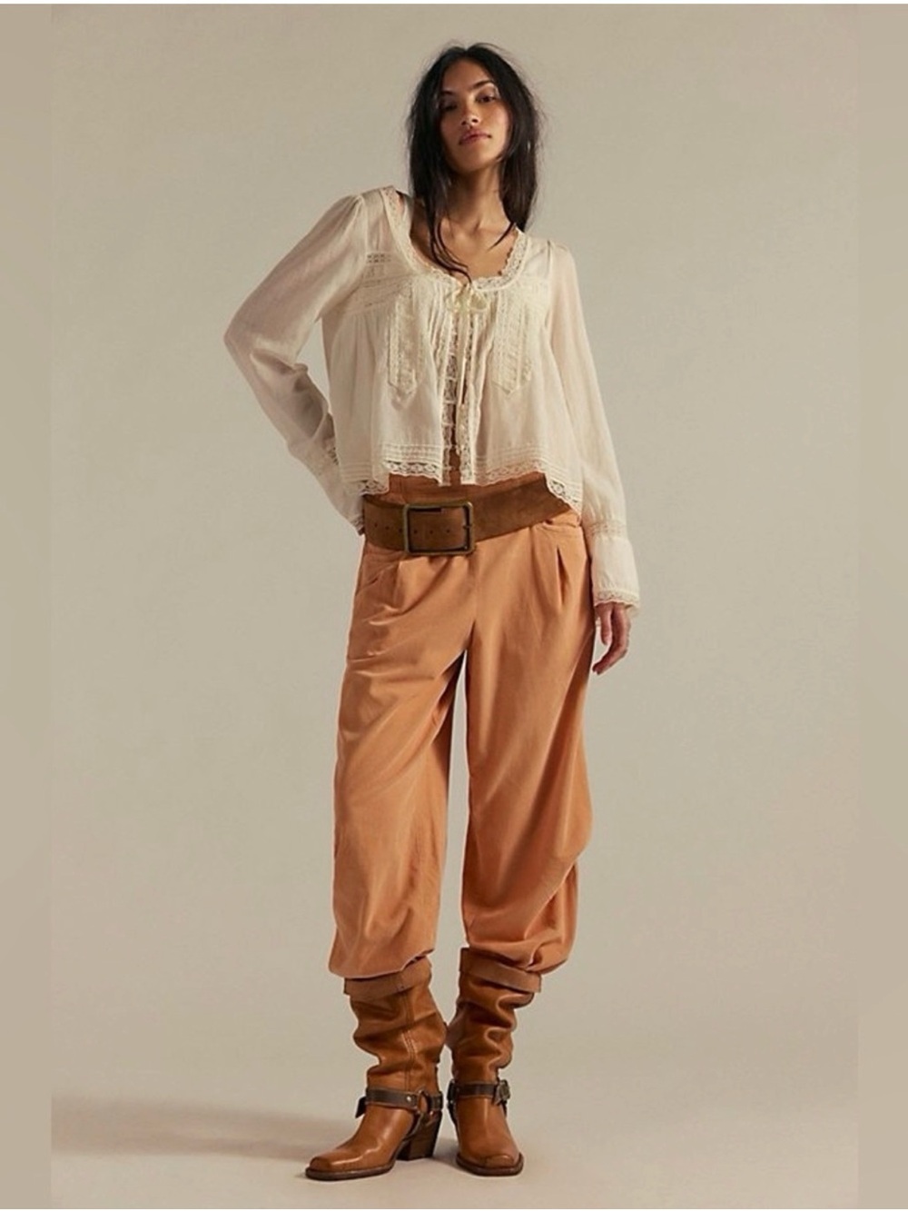 Free People We The Free Women's XS Nice Choice Cord Jeans Peach Pansy Pull On